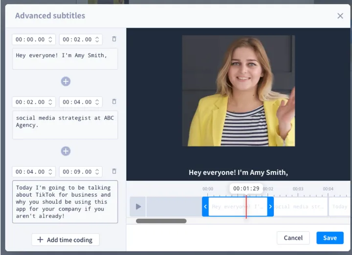 advanced subtiles for video interview