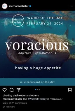 Social media post Merriam-Webster